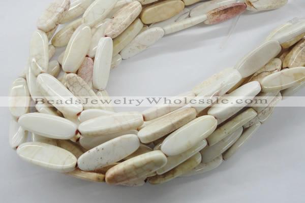 CAG4929 15.5 inches 10*30mm oval dyed white agate beads