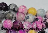 CAG5060 15.5 inches 10mm faceted round fire crackle agate beads