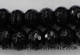 CAG5066 15.5 inches 10*13mm faceted rondelle black agate beads