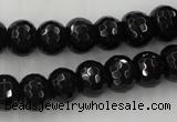 CAG5069 15.5 inches 7*11mm faceted rondelle black agate beads