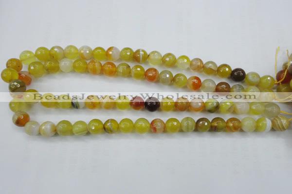 CAG5102 15.5 inches 8mm faceted round line agate beads wholesale