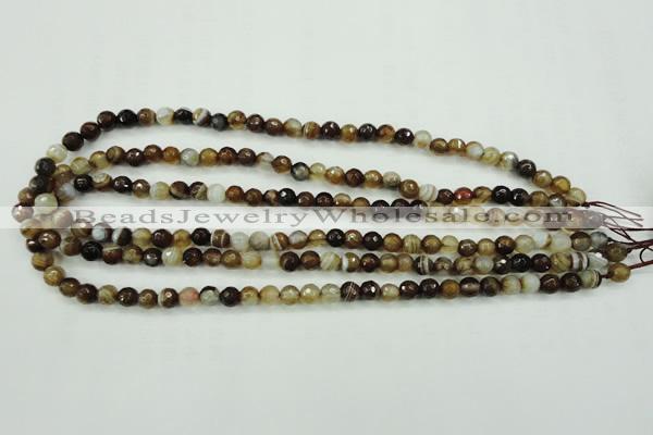 CAG5106 15.5 inches 6mm faceted round line agate beads wholesale