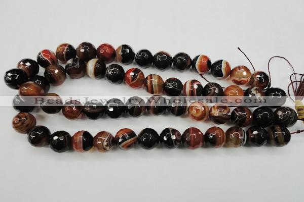 CAG5114 15.5 inches 12mm faceted round line agate beads wholesale