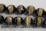 CAG5145 15 inches 10mm faceted round tibetan agate beads wholesale