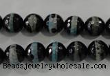 CAG5147 15 inches 10mm faceted round tibetan agate beads wholesale