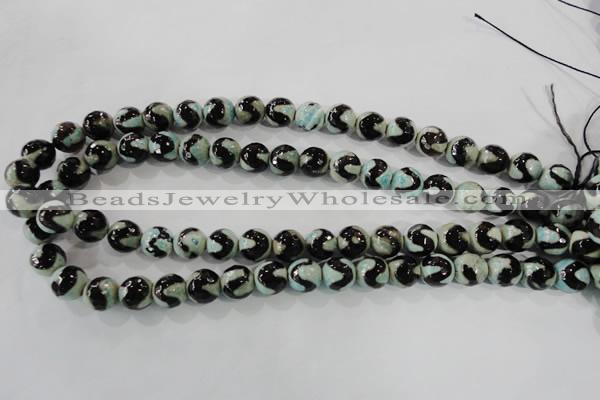 CAG5161 15 inches 10mm faceted round tibetan agate beads wholesale