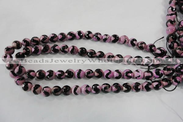 CAG5162 15 inches 10mm faceted round tibetan agate beads wholesale