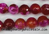 CAG5184 15 inches 12mm faceted round fire crackle agate beads