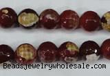 CAG5188 15 inches 10mm faceted round fire crackle agate beads