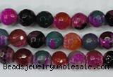 CAG5192 15 inches 8mm faceted round fire crackle agate beads