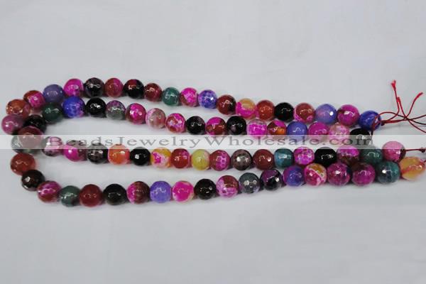 CAG5193 15 inches 10mm faceted round fire crackle agate beads