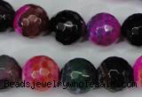 CAG5195 15 inches 14mm faceted round fire crackle agate beads