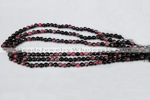 CAG5197 15 inches 6mm faceted round fire crackle agate beads