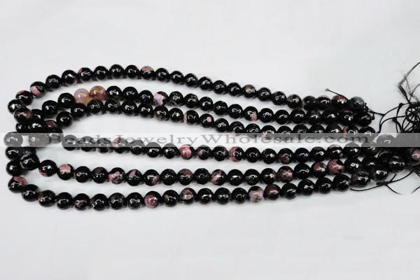 CAG5198 15 inches 8mm faceted round fire crackle agate beads