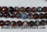 CAG5206 15 inches 6mm faceted round fire crackle agate beads