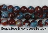 CAG5207 15 inches 8mm faceted round fire crackle agate beads