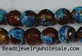 CAG5208 15 inches 10mm faceted round fire crackle agate beads