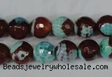 CAG5215 15 inches 10mm faceted round fire crackle agate beads