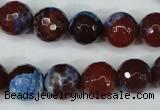 CAG5218 15 inches 12mm faceted round fire crackle agate beads