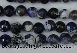 CAG5222 15 inches 8mm faceted round fire crackle agate beads