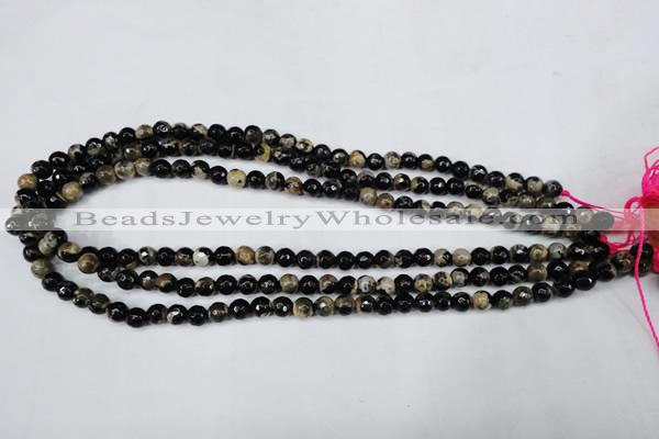 CAG5231 15 inches 6mm faceted round fire crackle agate beads