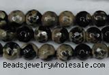 CAG5232 15 inches 10mm faceted round fire crackle agate beads