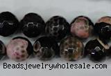 CAG5233 15 inches 12mm faceted round fire crackle agate beads