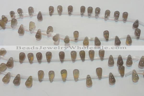 CAG5270 Top-drilled 6*11mm teardrop Brazilian grey agate beads