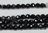 CAG5271 15.5 inches 4mm faceted round black line agate beads