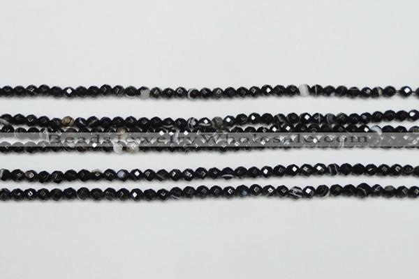 CAG5271 15.5 inches 4mm faceted round black line agate beads