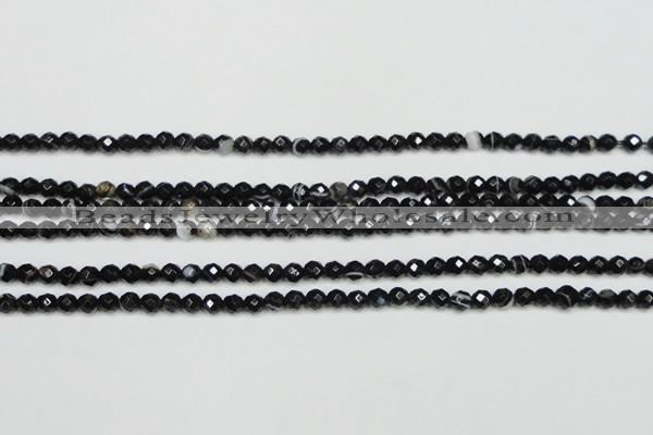 CAG5272 15.5 inches 6mm faceted round black line agate beads