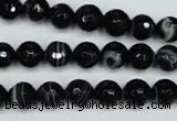 CAG5273 15.5 inches 8mm faceted round black line agate beads