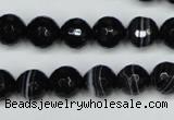 CAG5274 15.5 inches 10mm faceted round black line agate beads