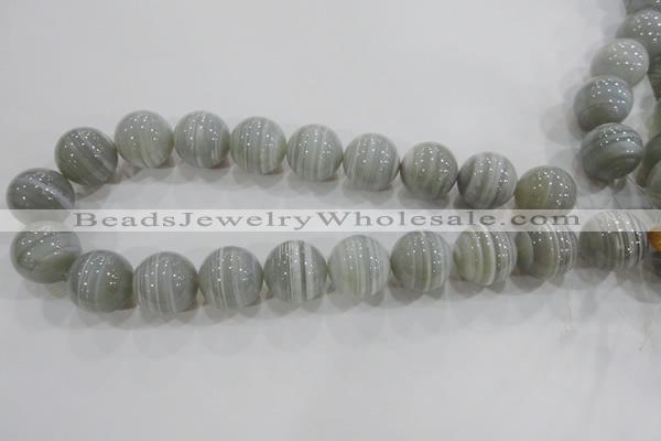 CAG5327 15.5 inches 20mm round grey line agate beads wholesale