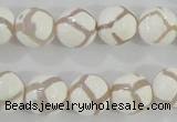 CAG5335 15.5 inches 12mm faceted round tibetan agate beads wholesale