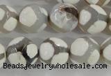 CAG5336 15.5 inches 14mm faceted round tibetan agate beads wholesale