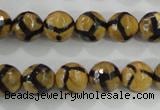 CAG5344 15.5 inches 10mm faceted round tibetan agate beads wholesale