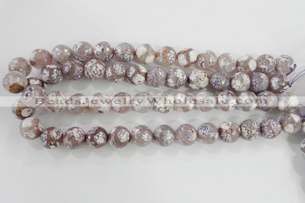 CAG5355 15.5 inches 14mm faceted round tibetan agate beads wholesale