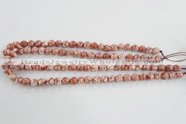 CAG5357 15.5 inches 8mm faceted round tibetan agate beads wholesale