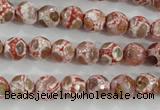 CAG5361 15.5 inches 8mm faceted round tibetan agate beads wholesale