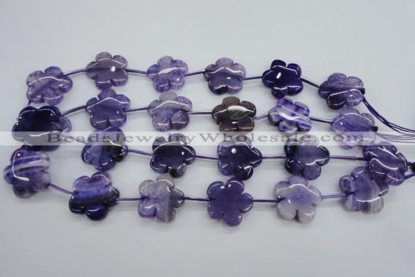 CAG5392 15.5 inches 24mm carved flower dragon veins agate beads