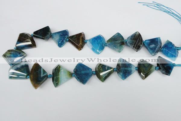 CAG5576 15 inches 20*25mm faceted triangle dragon veins agate beads