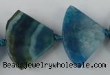 CAG5577 15 inches 22*32mm faceted triangle dragon veins agate beads