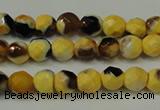 CAG5653 15 inches 4mm faceted round fire crackle agate beads