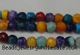 CAG5660 15 inches 4mm faceted round fire crackle agate beads