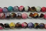 CAG5661 15 inches 4mm faceted round fire crackle agate beads