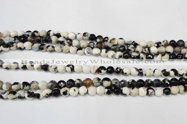 CAG5665 15 inches 6mm faceted round fire crackle agate beads