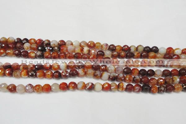 CAG5675 15 inches 6mm faceted round fire crackle agate beads