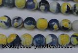 CAG5688 15 inches 8mm faceted round fire crackle agate beads