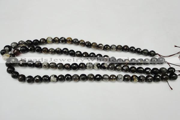 CAG5693 15 inches 8mm faceted round fire crackle agate beads